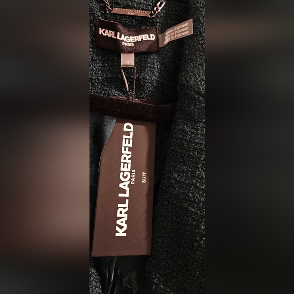 NWT KARL LAGERFELD PARIS Women's Tweed Double Breasted Blazer Dark Green 10 - Picture 4 of 13